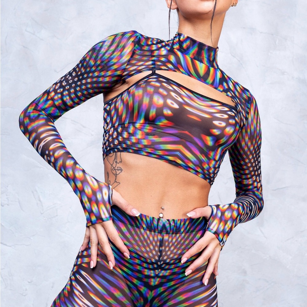 Badinka - Trippy Rave Mesh Two Piece Shrug - Picture 3 of 4